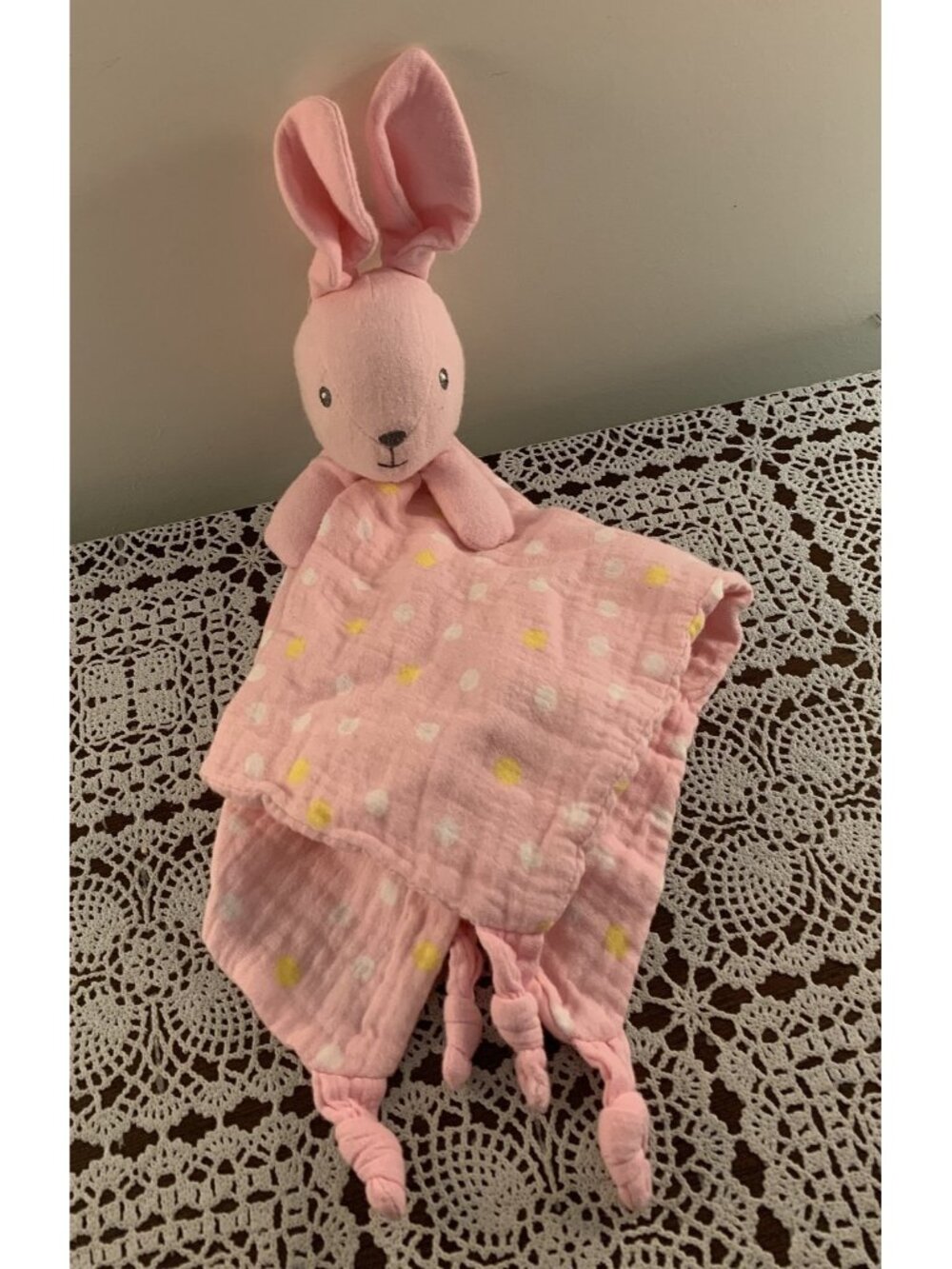 Parents Choice Lovey Pink Rabbit Bunny Blankie Baby Blanket Soothing 14 Inch